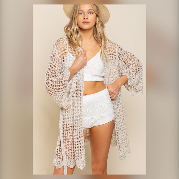 ✨FABULOUS! POL OPEN WEAVE CARDIGAN SWEATER - Picture 2 of 5